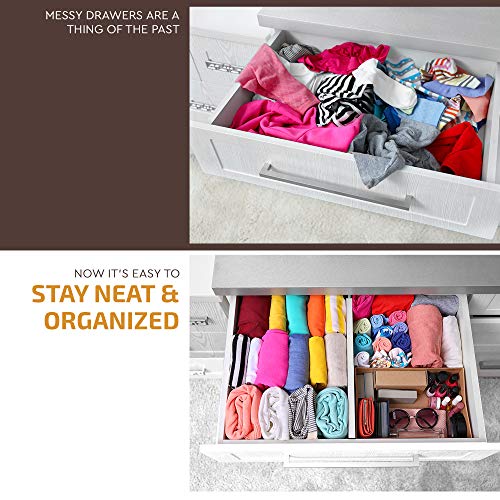 4 Pack Bamboo Drawer Dividers (White / 2.6-Inch High (4-pk))