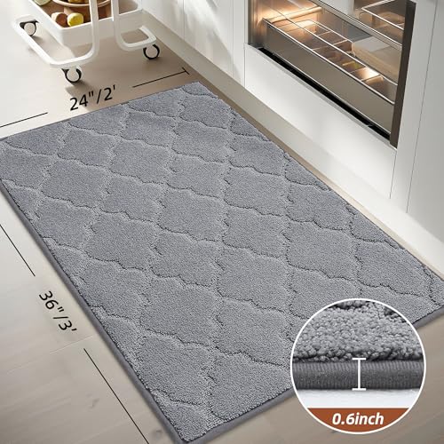 Kitchen Rugs Non Slip Washable 24"x36" (Grey / 24"X 36")