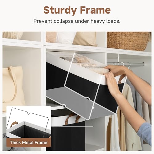 Fabric Storage Bins (Black and White / 19" L x 13 ¼" W x 11" H)