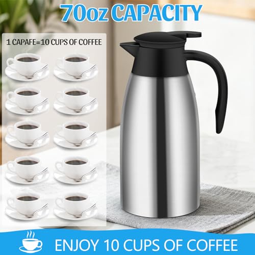 70oz Thermal Coffee Carafe Insulated Coffee Thermo (Silver&Black)