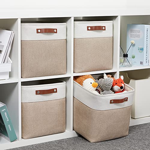 Cube Storage Bins (White&Khaki / M-12"x 12"x12")