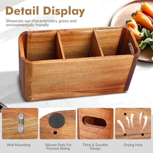 Kitchen Utensil Holder for Counter or Countertop (Acacia Utensil Holder 3)