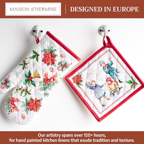 100% Cotton Oven Mitt & Pot Holder Set (101 - Chromo / 7.5" x 13" & 8" x 8" (Oven Mitt & Pot Holder))