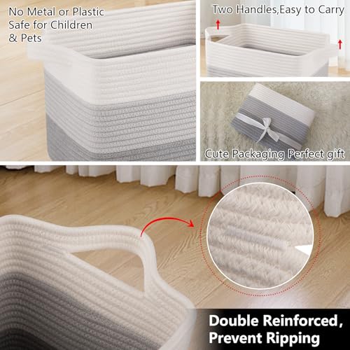30L Storage Basket Large Blanket Basket Living Room Gray 3 (Gradient Gray / 3 pcs-16”x12”x10”)