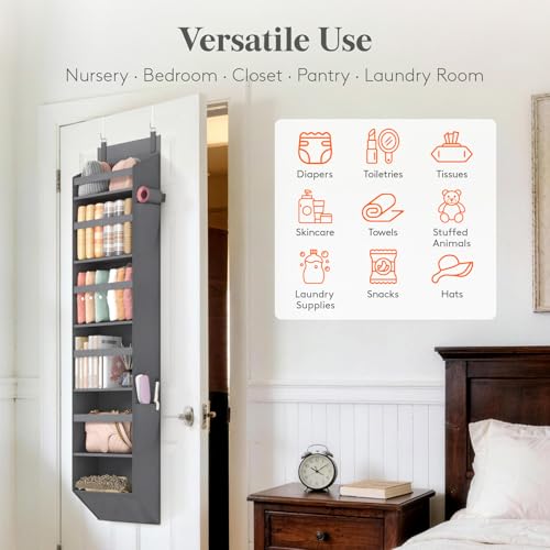 1 Pack Over the Door Organizer 6 Section Hanging Storage (Dark Gray / 6 section)