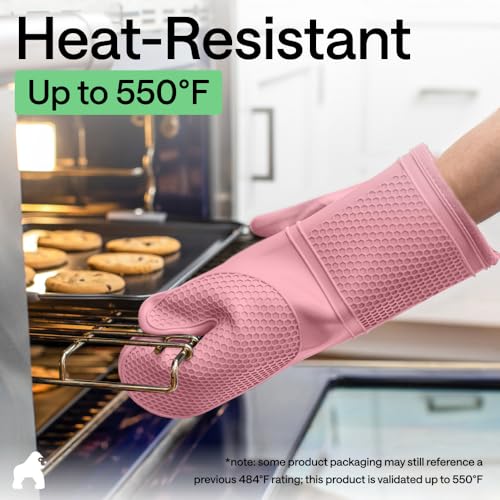Silicone Oven Mitts (Pink / 12.5" Oven Mitts)