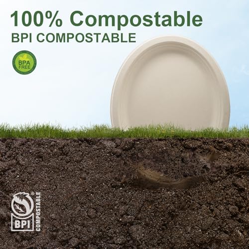 100% Compostable Oval Paper Plates 12 Inch 125 (Natural / 12Inch（125 PCS）)