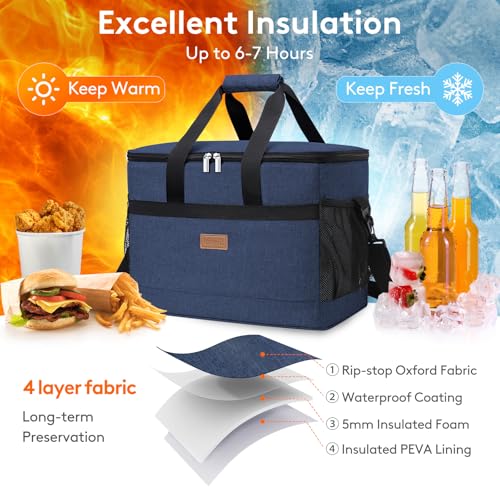 Cooler Bag 50 Cans Collapsible and Insulated Large Lunch Bag Leakproof Soft Cooler Portable for Camping