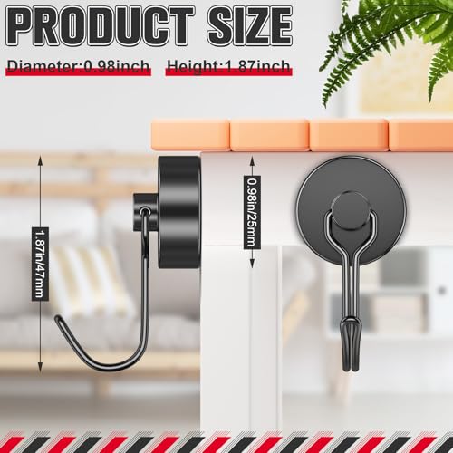 60LBS Magnetic Hooks (Black / 0.98in)