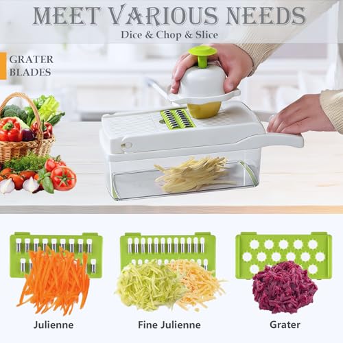 Vegetable Chopper Mandoline Slicer Home Kitchen Appliance Essential Gadget (White)