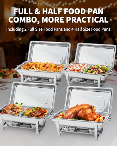 Chafing Dishes for Buffet 4 Pack (Silver / 4 Pack Combo)