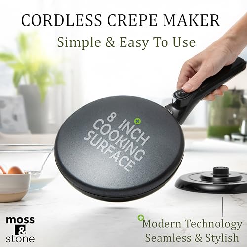 Cordless Electric Crepe Maker (8 Inch Cordless / Cardless / Black)