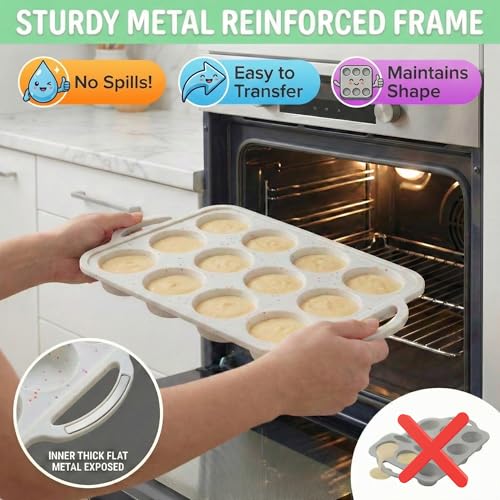 Silicone Muffin Pan for Baking (Cream / Regular (12 Cups Pan))