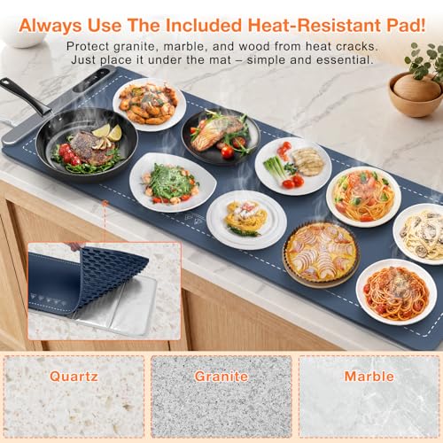 Extra Long Warming Mat for Food (XXX Large Size: 43"x15" / Navy)
