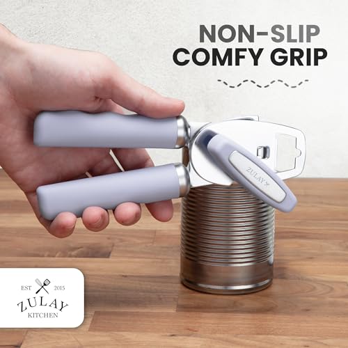 Manual Can Opener Heavy Duty Patented Stainless Steel (Spring Lilac / Comfy Grip)