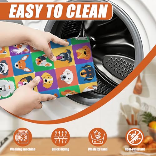 Cute Dogs Dish Drying Mat for Kitchen Counter Microfiber Absorbent Dish Kitchen Drying Mat Draining Reusable Washable for Dishes