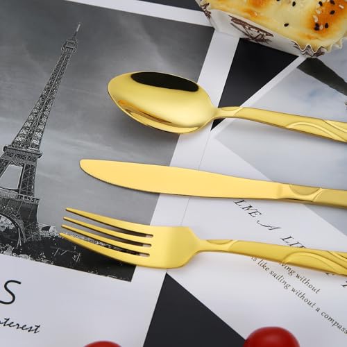 40 Piece Gold Flatware Set for 8 (Gold / 40-Piece)