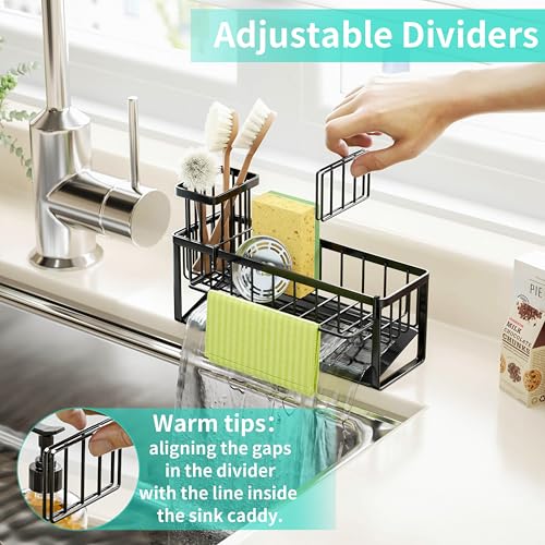 Sponge Holder for Kitchen Sink (Black-Sloping / with Dishcloth Holder)