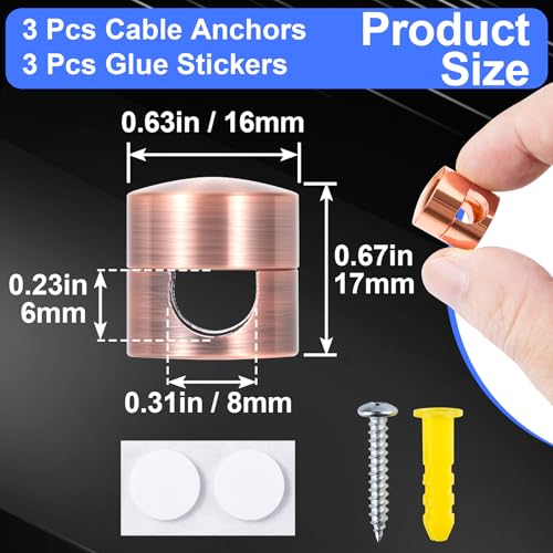 3 Sets Charger Holders for Cords (3 Sets / Gold, Red Bronze, Rose Gold)