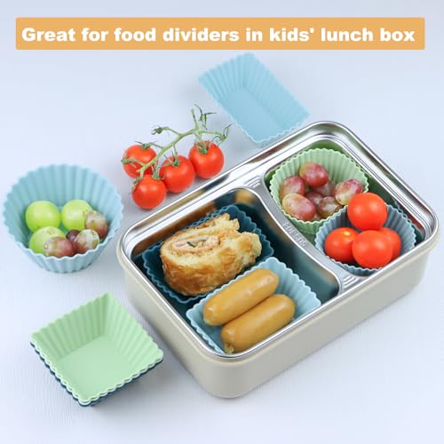 24Pack Silicone Muffin Baking Cups Cupcake Liners Lunch Box Bento Dividers (Neutral Colors / Large Size)