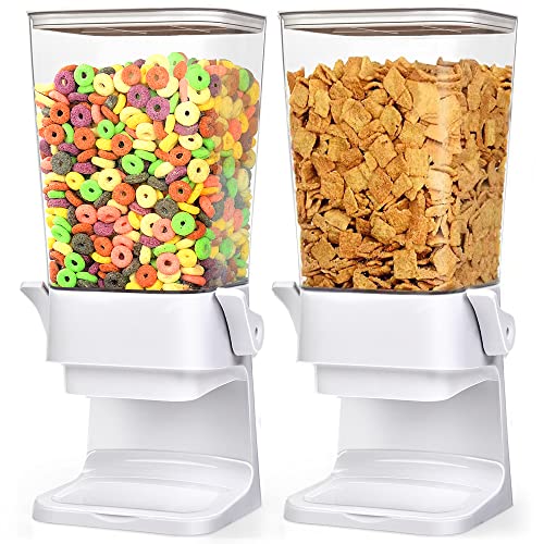 Cereal Dispenser Countertop 2 Pack 5.5 Qt Large Cereal Storage Container (C:White & 2pack / A(Upgrade Materials))