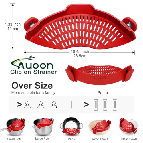 Pot Strainer Clip on Silicone (Red / Large 10.45 x 4.33 in)
