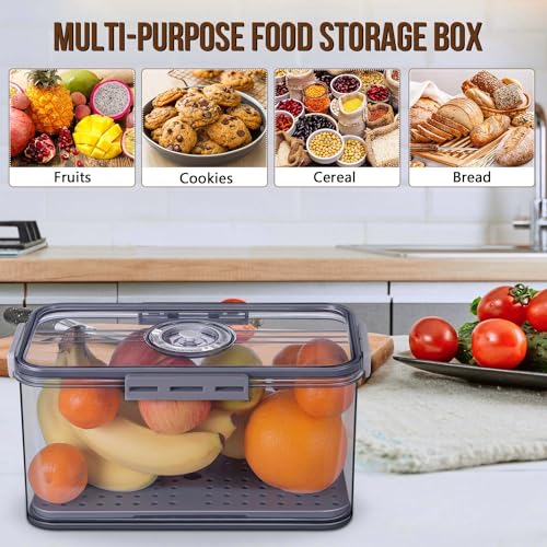 2Pcs Bread Box Bread Boxes for Kitchen Counter Airtight (Grey)