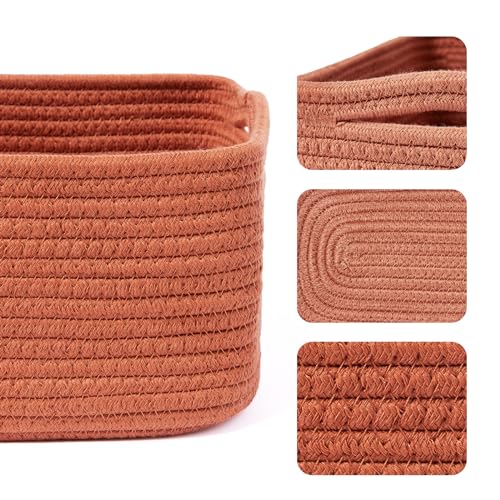 Small Storage Baskets for Organizing (4pcs-L13xW8.5xH5.1" / Oxide Red)