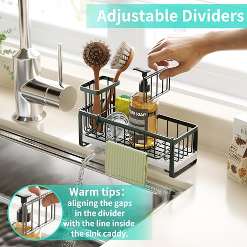 Sponge Holder for Kitchen Sink (Green / with Dishcloth Holder)