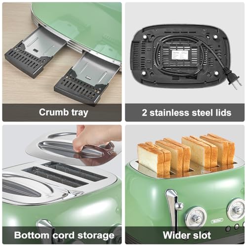 4‑Slice Retro Green Toaster Model TR03 (Green - 4 Slice)