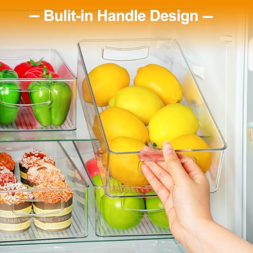 Clear Storage Bins 8 Packs for Refrigerator (8 Count)