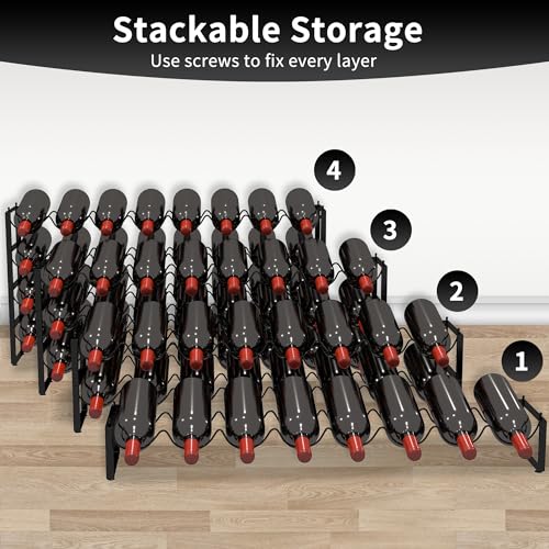 4 Tier Wine Rack (Black / 32-Bottle)