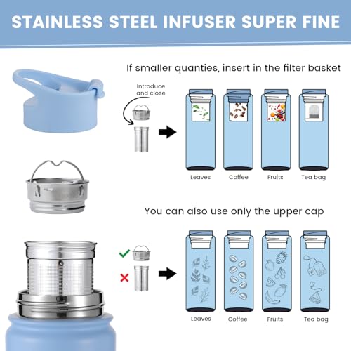 Tea Infuser Water Bottle 22 Oz (Sky / 22 Ounces)