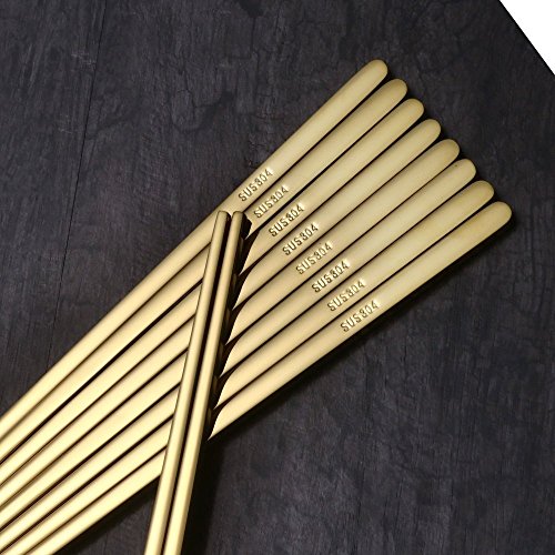 5 Pairs Gold Flat Chopsticks (gold-flat chopstick)