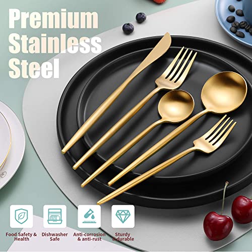 Matte Gold Silverware Set for 8 (Gold / 40 Pieces Set)