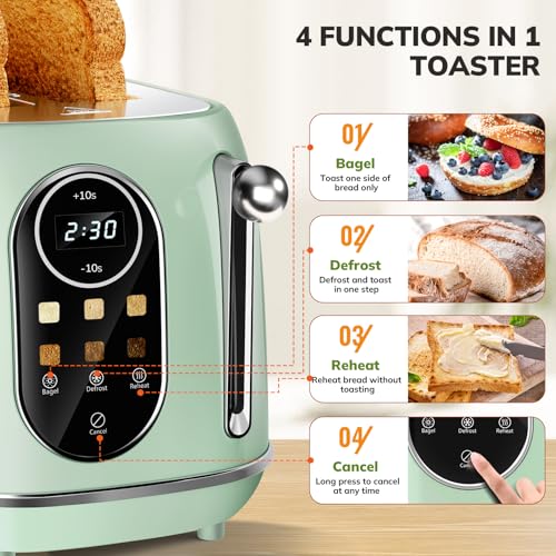 Smart Touch Screen Toaster 2 Slice (Extra Wide Slot / Green)