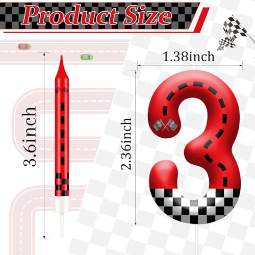 13PCS Racing Car Theme Birthday Candle Set with Checkered Flag Design (13 Count)