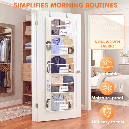5Tiers Over Door Organizer (ClearBeige - 5 Tiers - 2 Pack)