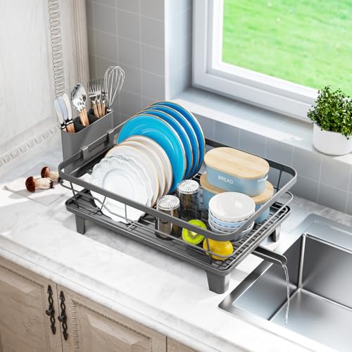 Urakify Dish Drying Rack for Kitchen Counter (Gray)