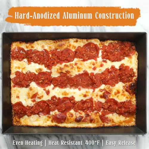 14 x 10 x 2.5 inch Detroit Pizza Pan (Black Pizza Pan-14 x 10 x 2.5 Inch)