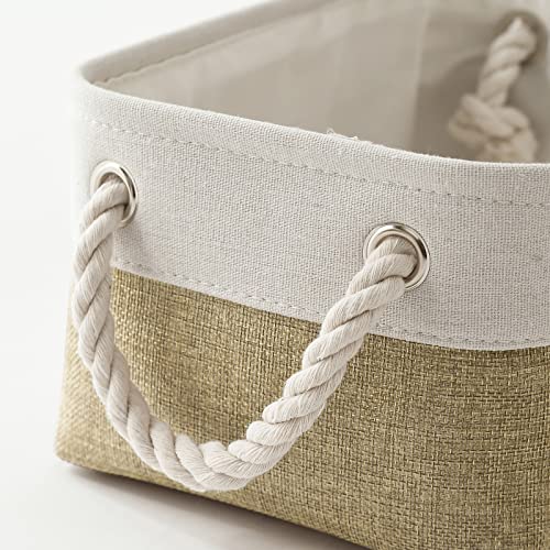 Storage Basket for Shelves (White & Khaki / 6PCS/Small -11.8Lx7.9Wx5.2H)