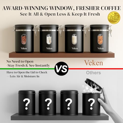 Coffee Canister with Window (Black / 39 oz)