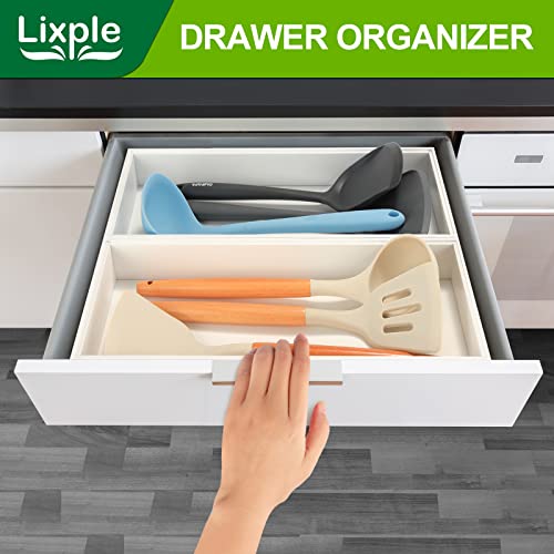 Bamboo Kitchen Drawer Organizer (15 x 6 x 2 Inch / White)