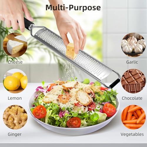 Lemon Zester and Cheese Grater with Protective Cover and Cleaning Brush