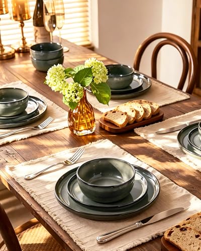 Milkyway 12 Piece Stoneware Dinnerware Set (Greenish Brown / Service for 4 (Standard Dinner Set))