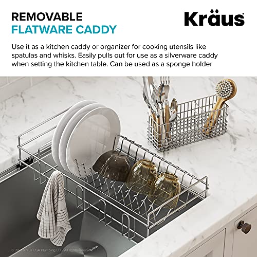 Workstation Kitchen Sink Dish Drying Rack Drainer and Utensil Holder (Dish Rack / Silver - 17 X 9 Inch)