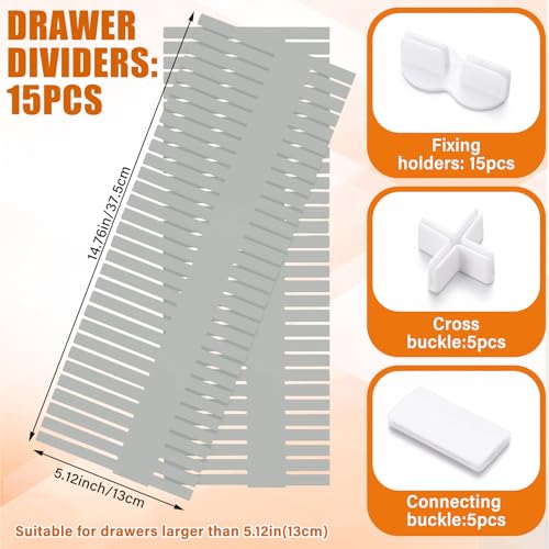 15 Pcs 5.12 Tall Drawer Divider Adjustable Drawer Organizer (15 Count)