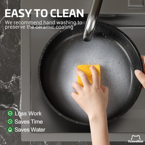 12 Pcs Pots and Pans Set Non Stick (Black / 12Pcs)