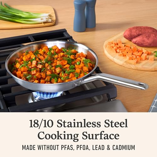 Brushed 3 Ply Stainless Steel Cookware Set w (10-Piece Set)