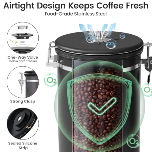 Coffee Canister with Window (Black / 39 oz)